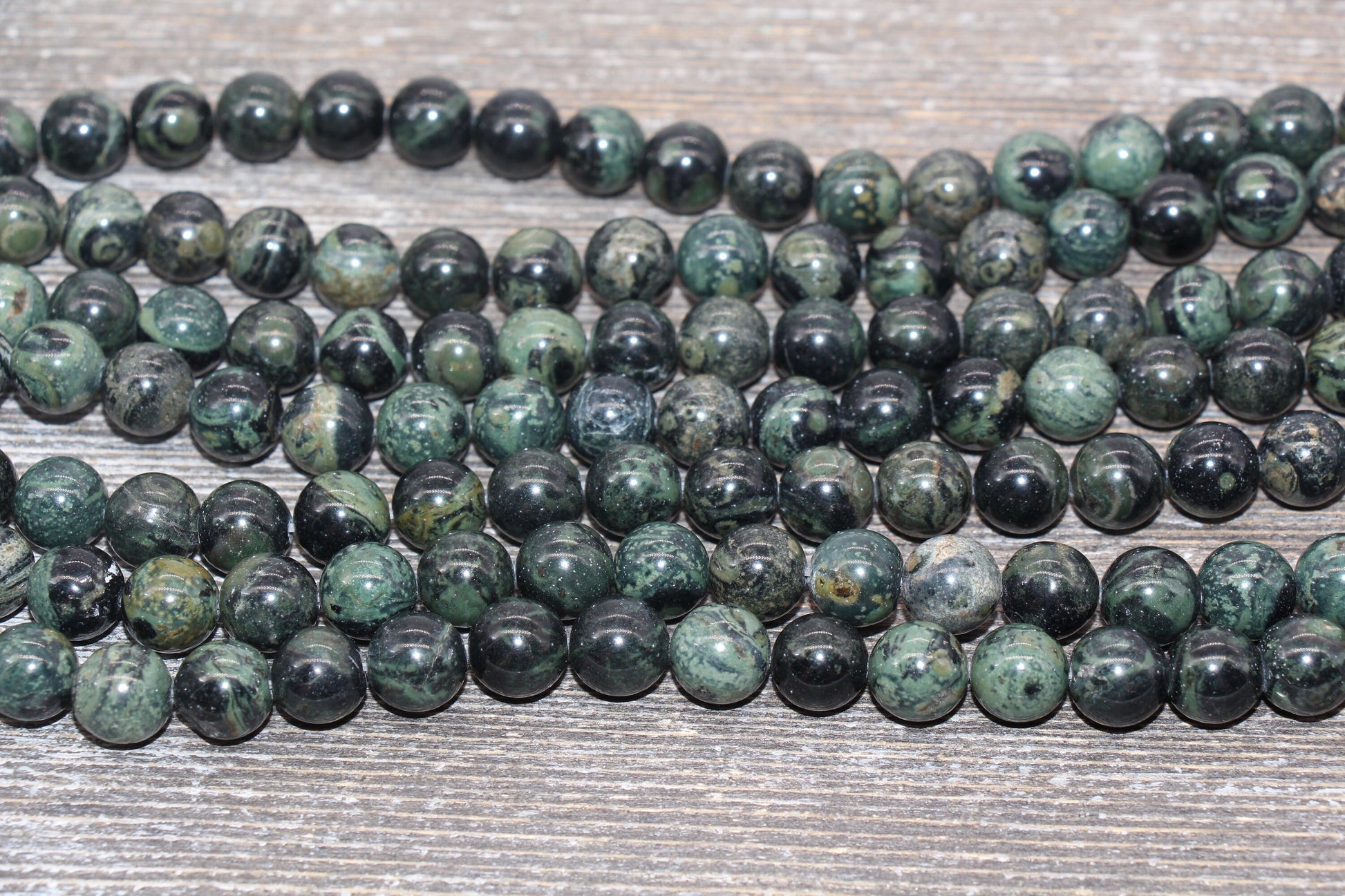 Kambaba Jasper Beads, Green Round Gemstone Loose Beads, Jewelry Making Bracelet Beads, Size 4mm 6mm 8mm 10mm 12mm, 15.5'' Strand, #220