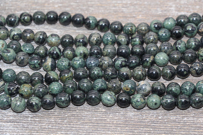 Kambaba Jasper Beads, Green Round Gemstone Loose Beads, Jewelry Making Bracelet Beads, Size 4mm 6mm 8mm 10mm 12mm, 15.5'' Strand, #220