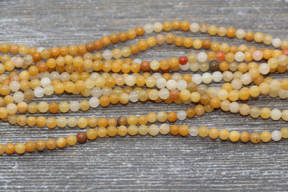 Yellow Jade Beads, Jade Gemstome, Yellow Stone Beads, Smooth Gemstone Round Loose Beads, Jewelry Making, Size 6mm 8mm 10mm, 15.5" Strand #50