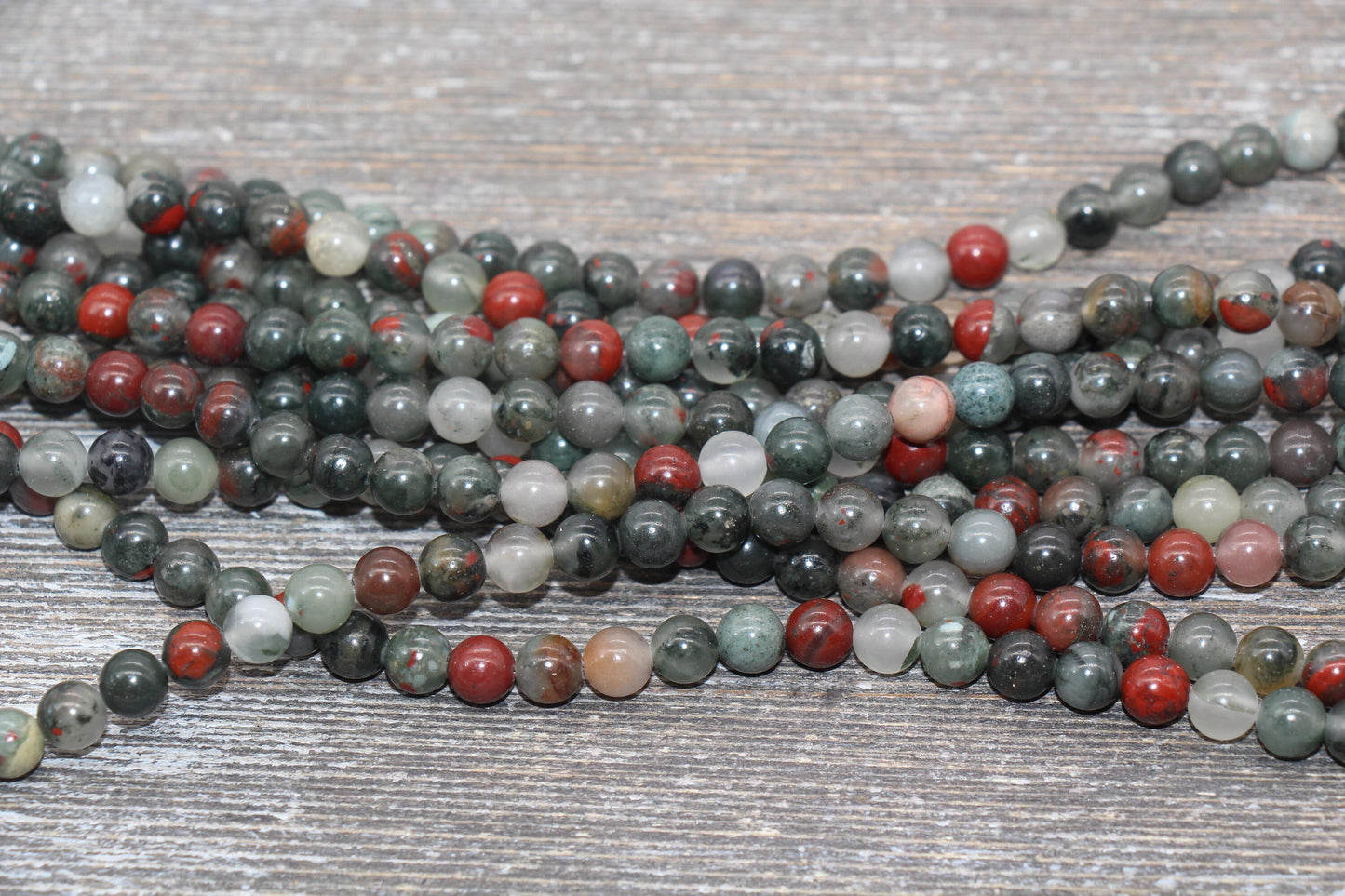 African Blood Stone Beads, Blood Stone Gemstones Round Beads, Jewelry Making Size 4mm 6mm 8mm 10mm, Full Strand 15.5 inch #37