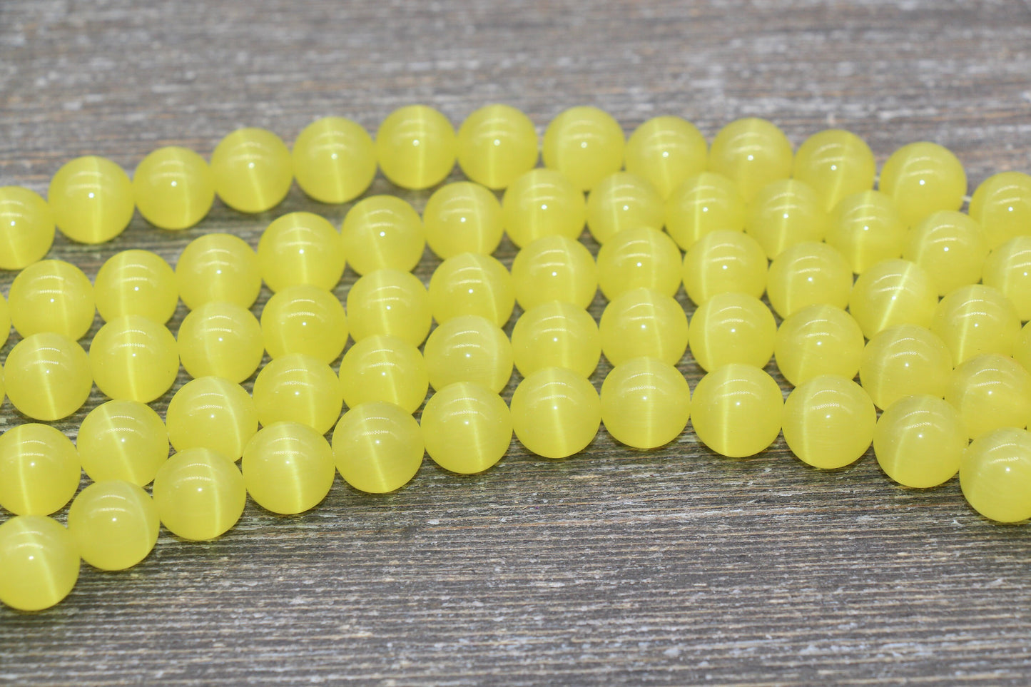 Yellow Cat Eye Beads, Yellow Round Beads, Smooth Round Beads, Jewelry Making Bracelet Beads, Size 4mm 6mm 8mm 10mm 12mm, 15.5'' Strand #223