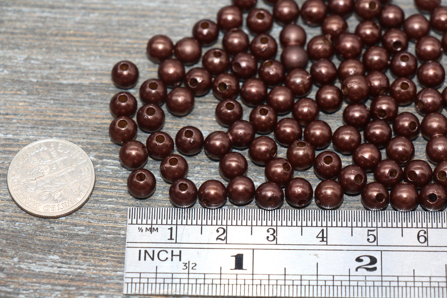 6mm Brown Faux Pearl Beads, Faux Pearl Gumball Beads, Imitation Pearl Beads, Chunky Beads, Smooth Plastic Round Beads #1874