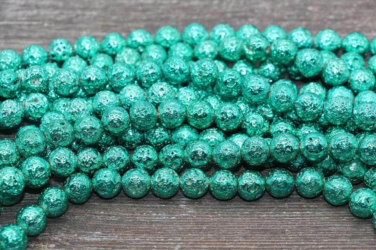 Lava Beads, Electroplated Volcanic Rock Beads, Round Gemstone Beads, Sizes 6mm, 8mm 10mm, Full Strand 15.5 #232