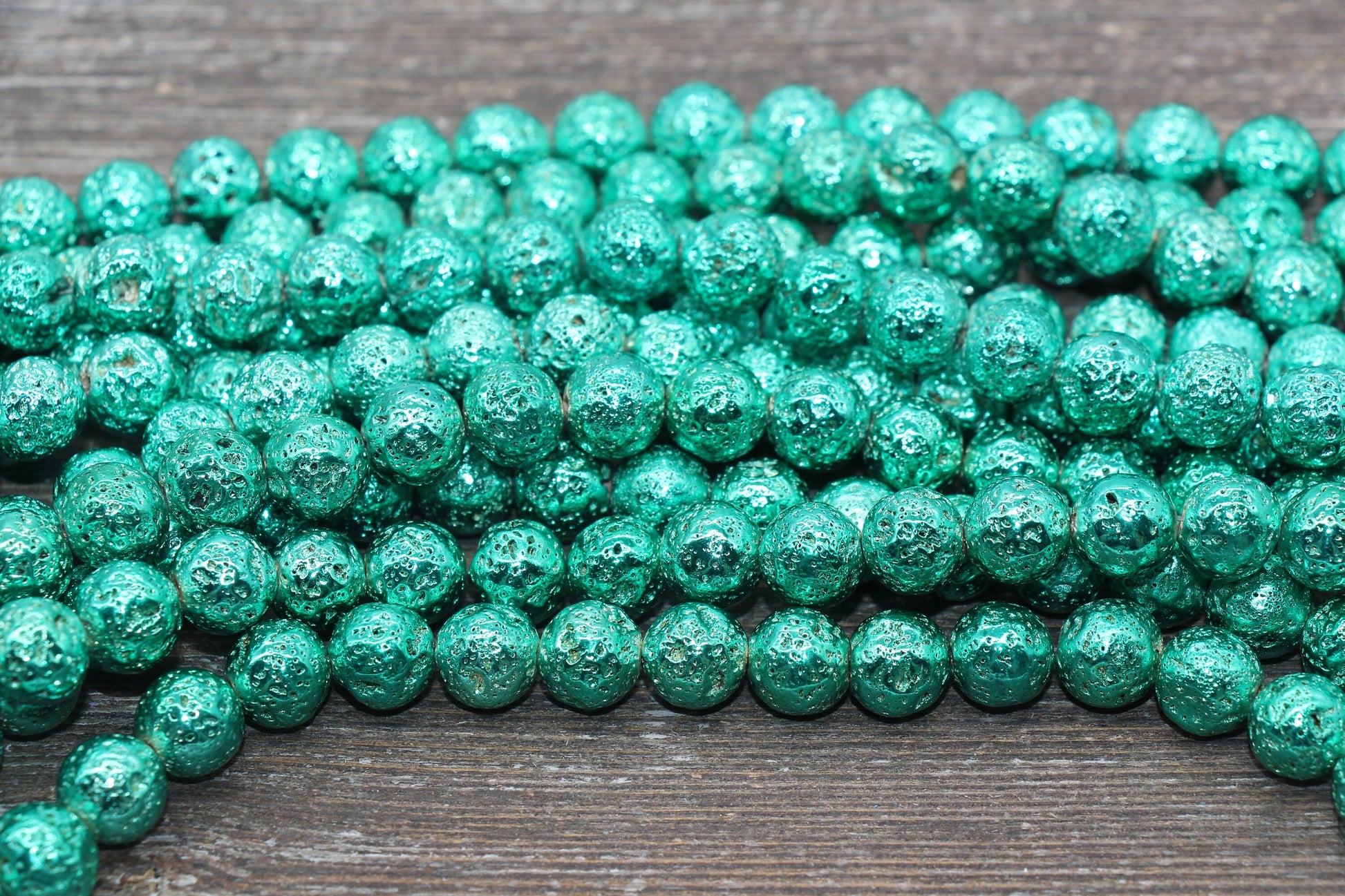 Lava Beads, Electroplated Volcanic Rock Beads, Round Gemstone Beads, Sizes 6mm, 8mm 10mm, Full Strand 15.5 #232