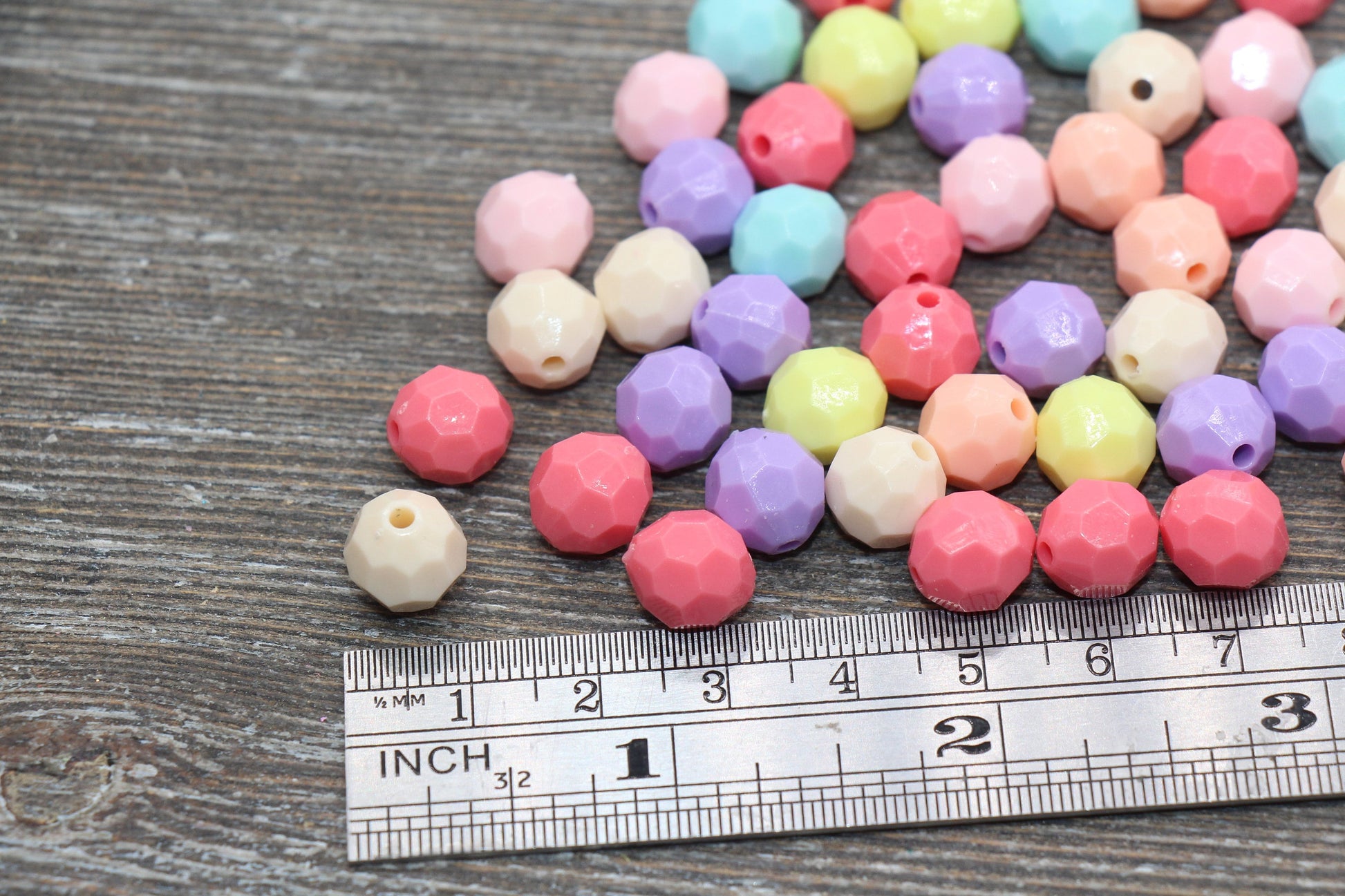 10mm Multicolor Faceted Gumball Beads, Mix Color Round Acrylic Loose Beads, Chunky Beads, Faceted Plastic Beads, Bubblegum Beads #575