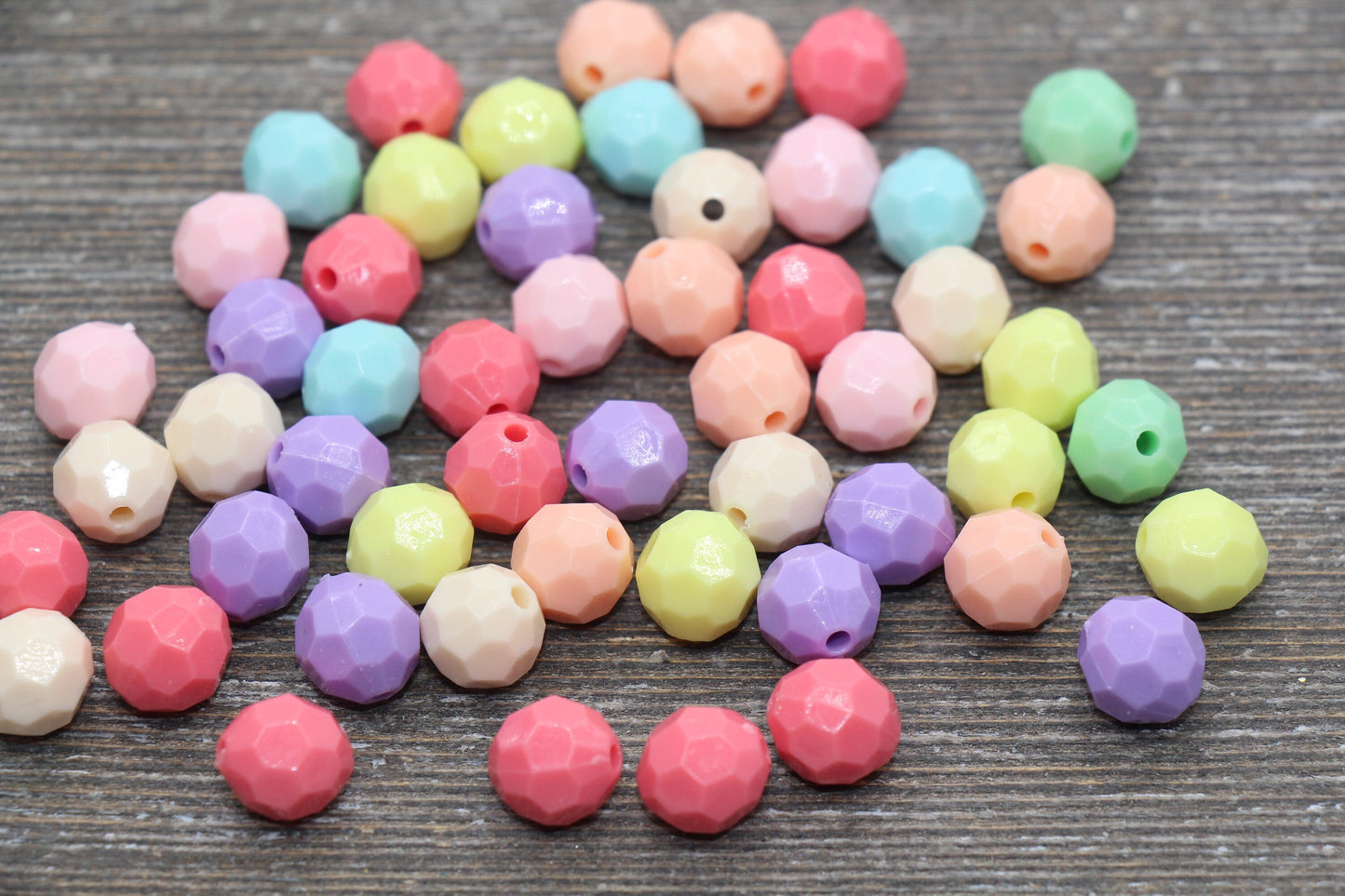 10mm Multicolor Faceted Gumball Beads, Mix Color Round Acrylic Loose Beads, Chunky Beads, Faceted Plastic Beads, Bubblegum Beads #575