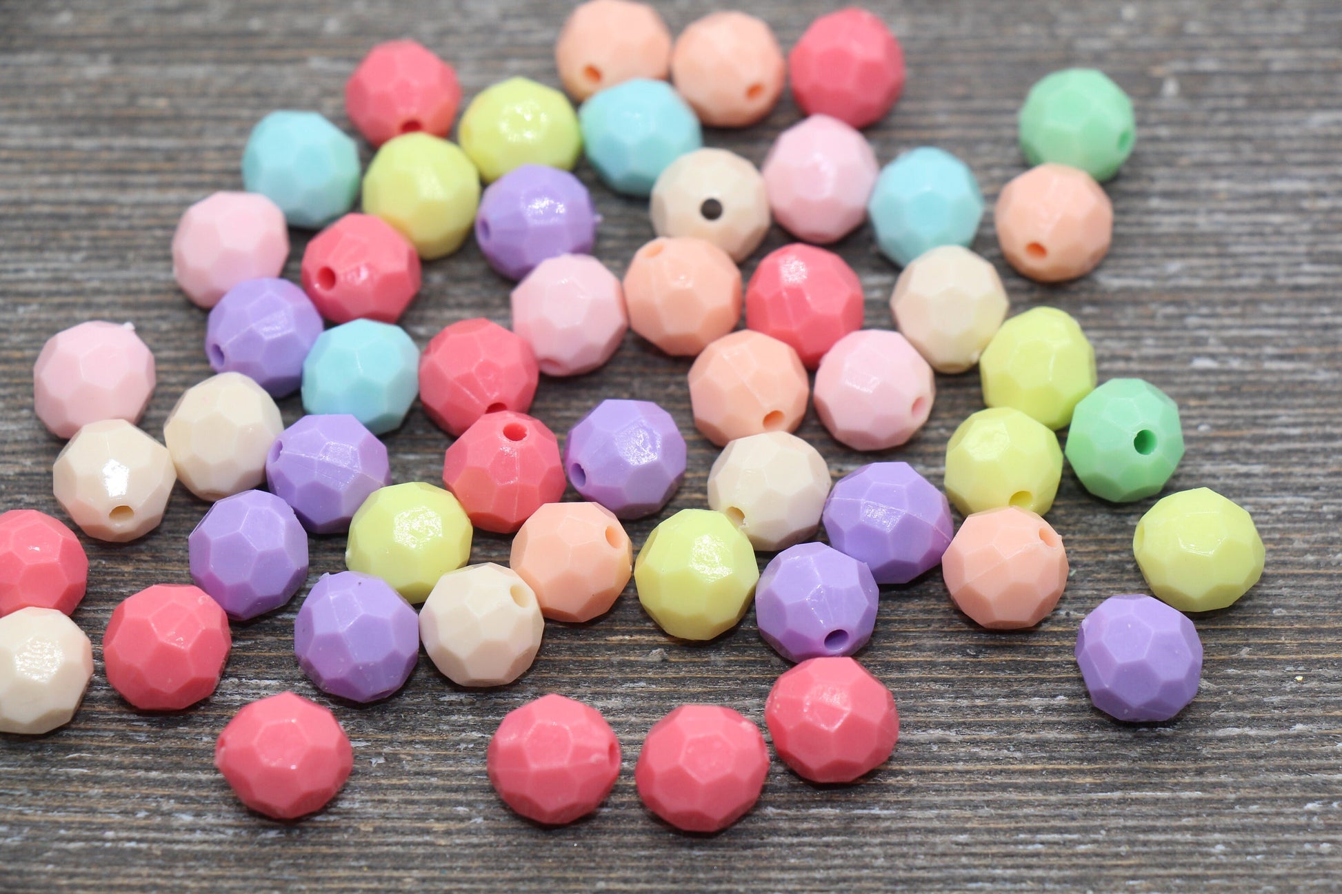 10mm Multicolor Faceted Gumball Beads, Mix Color Round Acrylic Loose Beads, Chunky Beads, Faceted Plastic Beads, Bubblegum Beads #575
