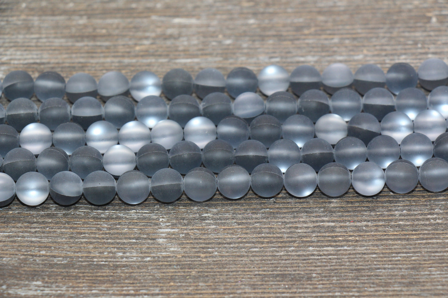 Frosted Synthetic Moonstone, Matte Mystic Aura Quartz Beads, Dark Gray Moonstone Beads, Sizes 6mm 8mm 10mm, Full Strand #238