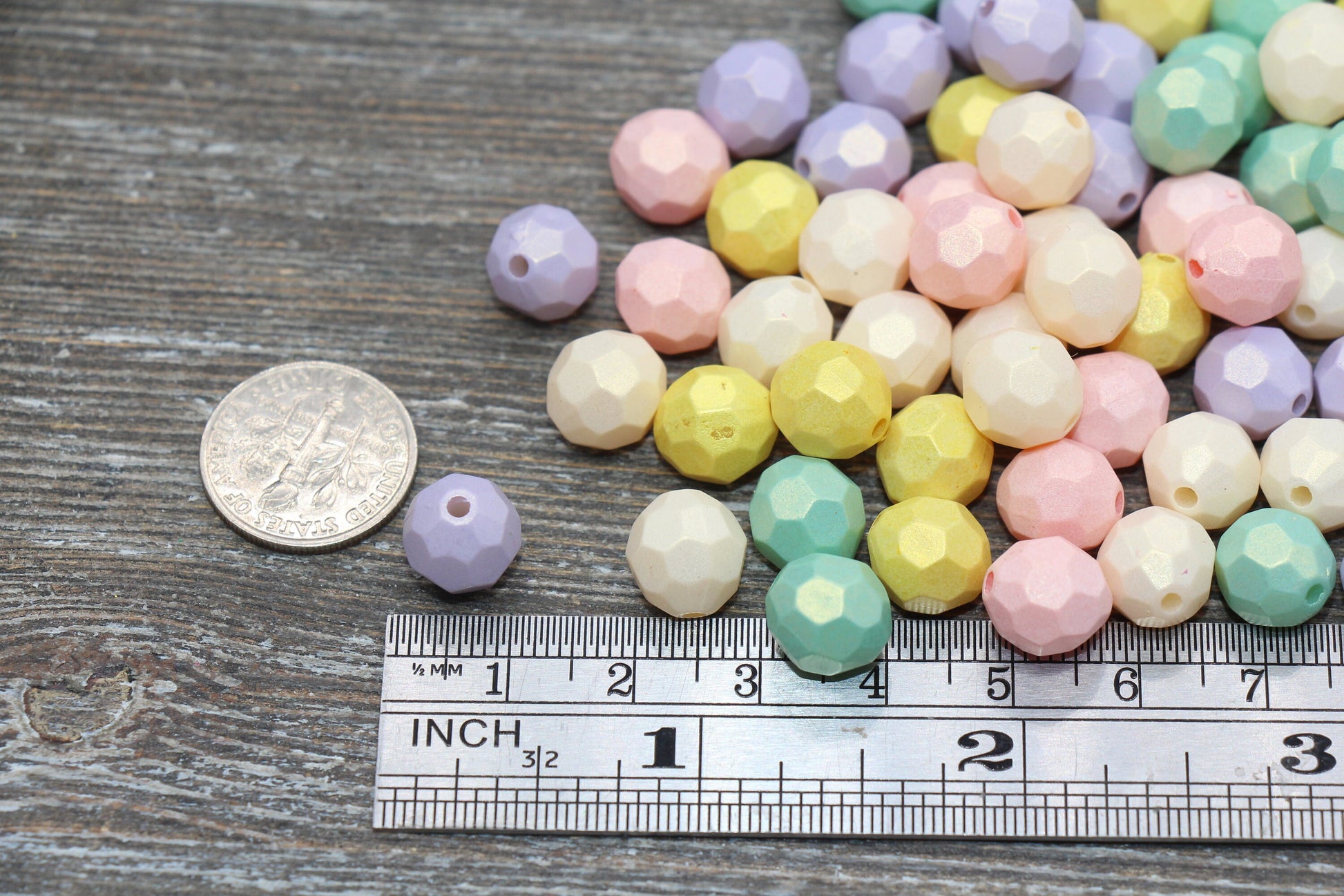 10mm Multicolor Shimmer Faceted Bubblegum Beads, Acrylic Beads