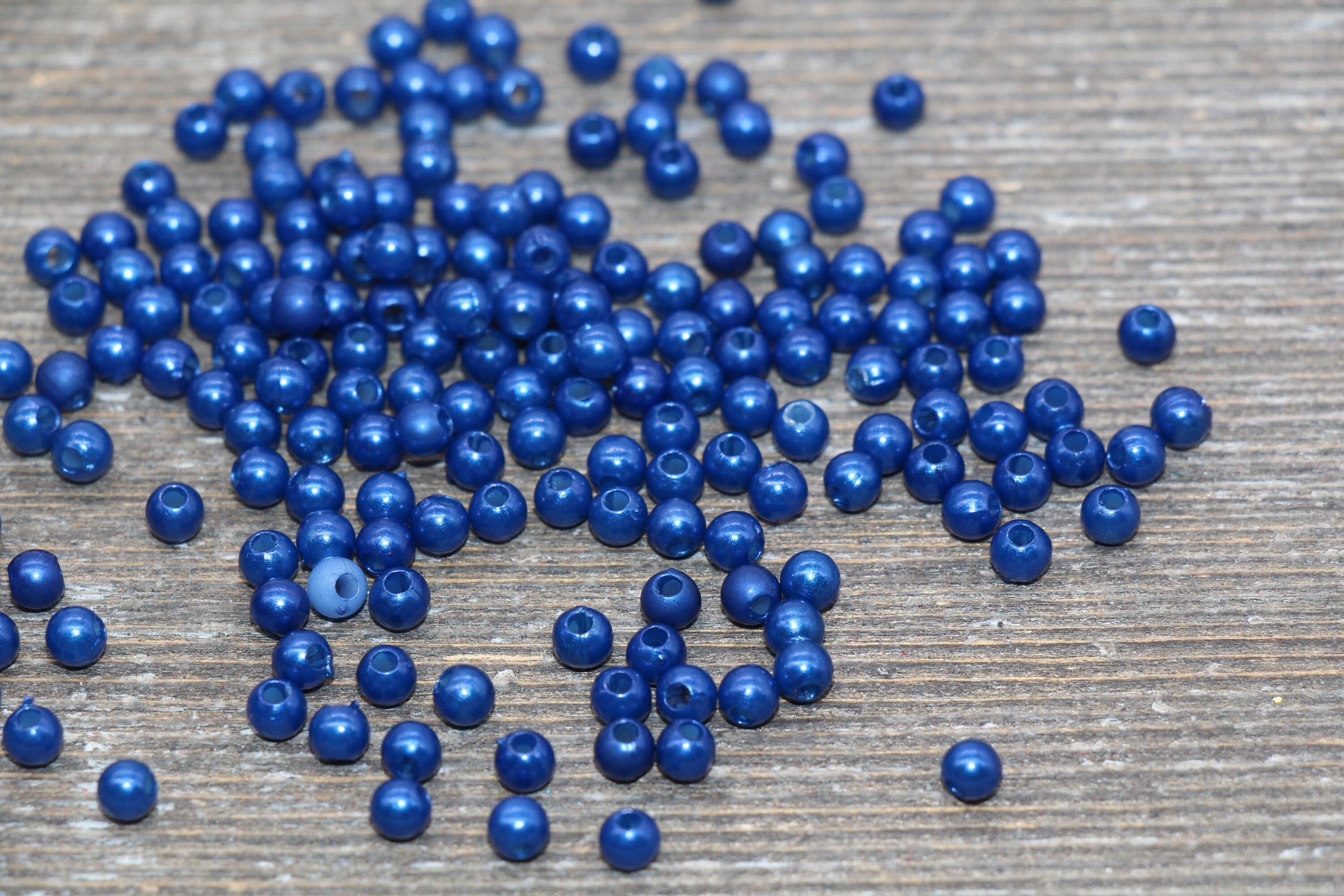 4mm Blue Faux Pearl Beads, Faux Pearl Gumball Beads, Imitation Pearl Beads, Chunky Beads, Smooth Plastic Round Beads #1879