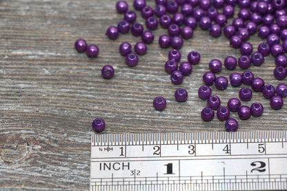 4mm Purple Faux Pearl Beads, Purple Faux Pearl Gumball Beads, Imitation Pearl Beads, Chunky Beads, Smooth Plastic Round Beads #1886