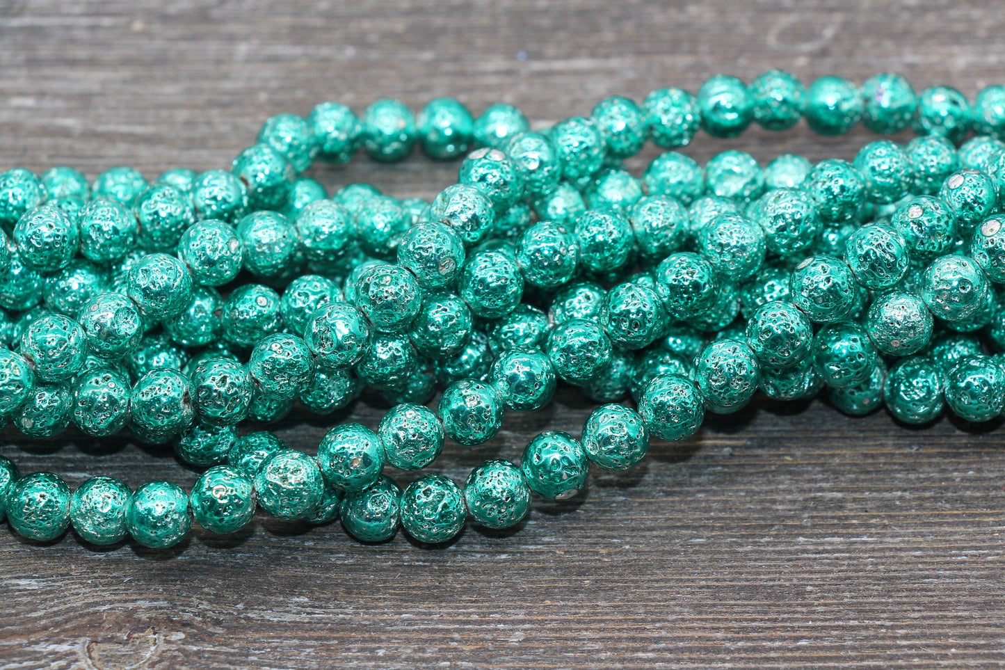 Lava Beads, Electroplated Volcanic Rock Beads, Round Gemstone Beads, Sizes 6mm, 8mm 10mm, Full Strand 15.5 #232