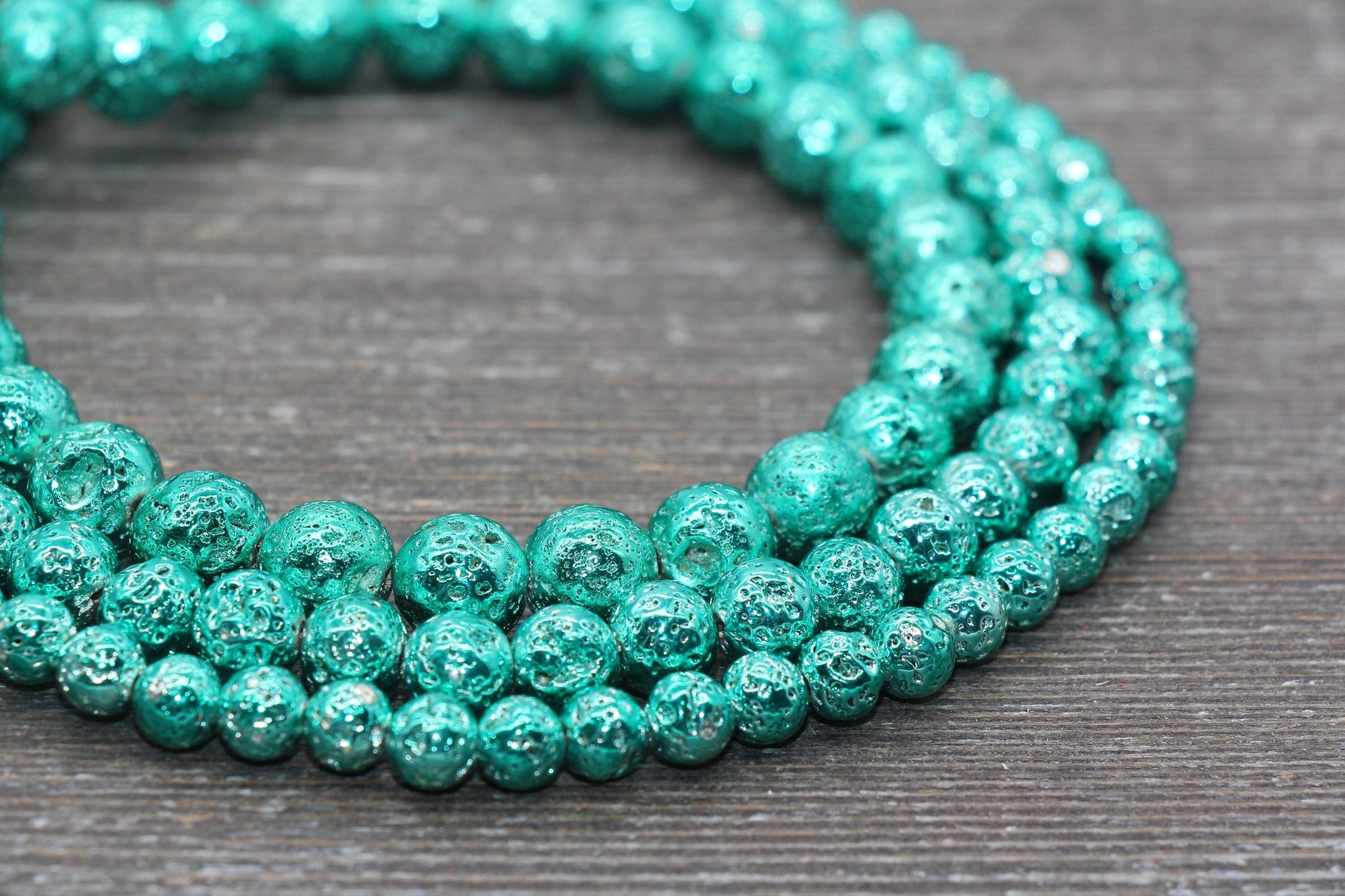 Lava Beads, Electroplated Volcanic Rock Beads, Round Gemstone Beads, Sizes 6mm, 8mm 10mm, Full Strand 15.5 #232