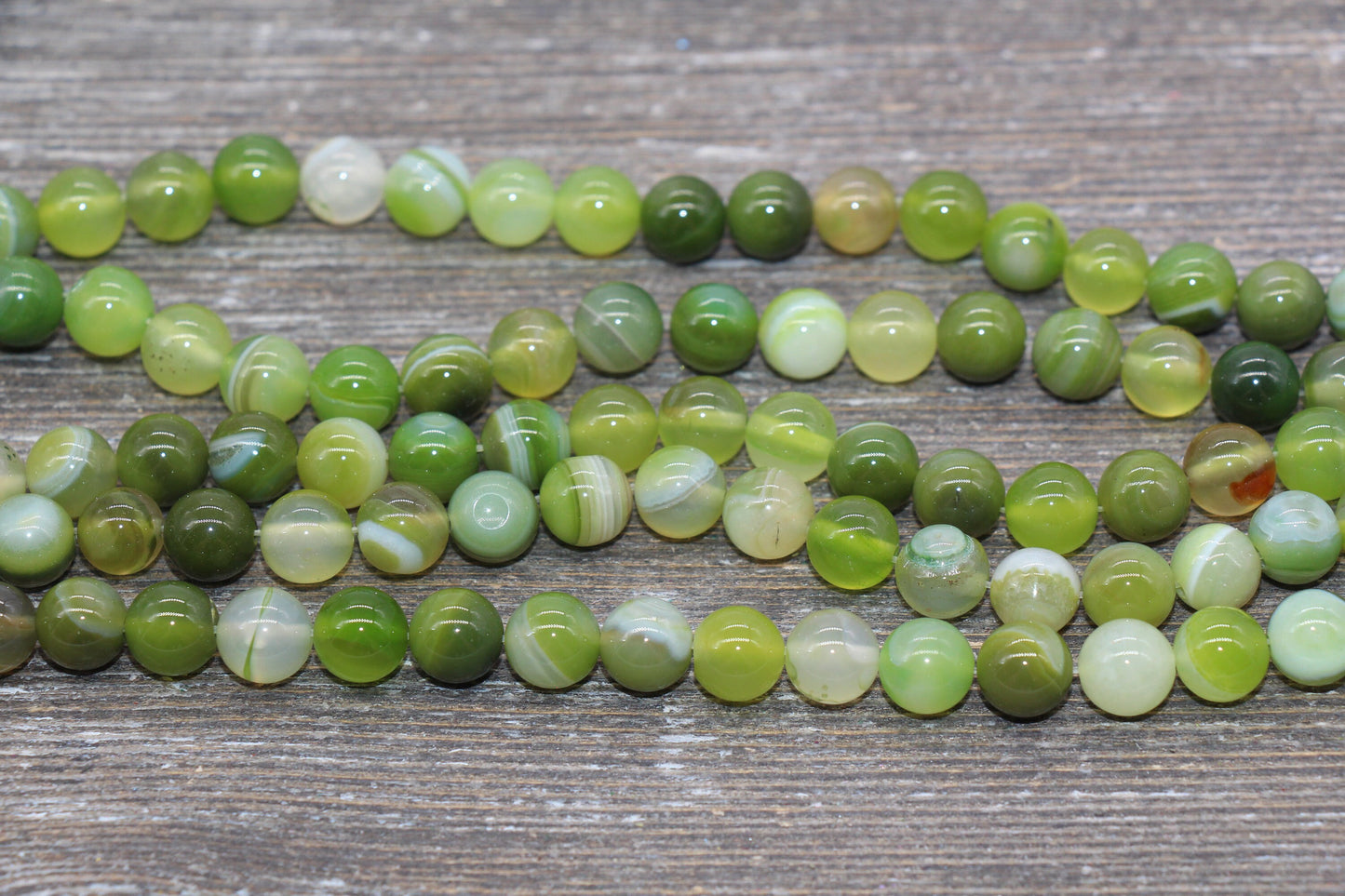 Stripe Agate Beads, Green Stripe Agate, Green Gemstone Smooth Round Beads, Size 6mm 8mm 10mm, Full Strand 15.5 inch, #241