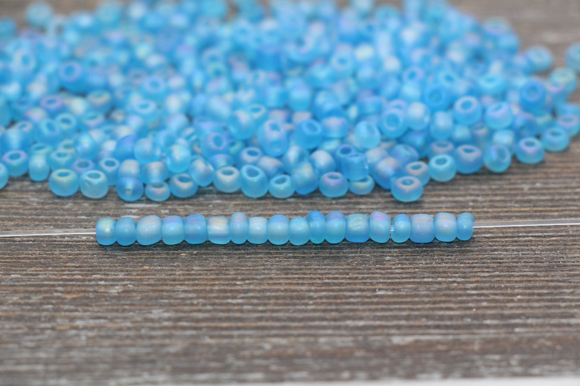 Matte Iridescent Glass Seed Beads, 4mm 6/0 Glass Round Seed Beads, Matte Blue AB Seed Beads, Rocailles Beads, Beading Supplies #1168