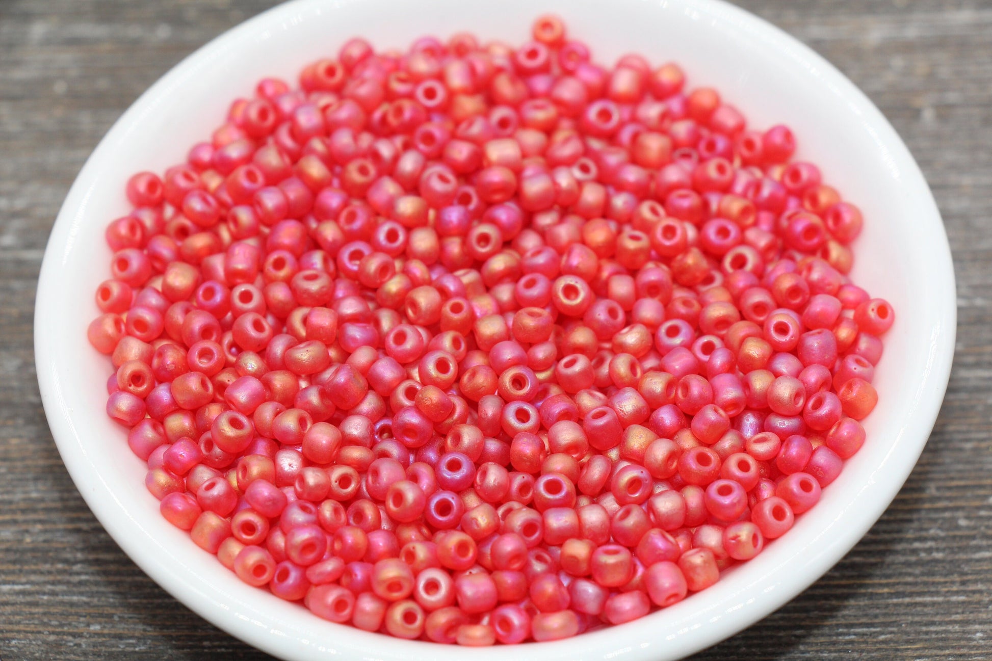 Matte Iridescent Glass Seed Beads, 4mm 6/0 Glass Round Seed Beads, Matte Pink AB Seed Beads, Rocailles Beads, Beading Supplies #1179