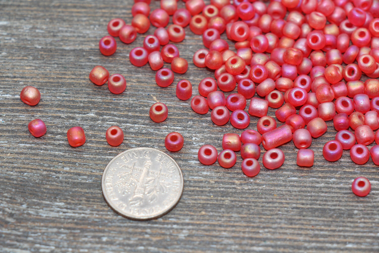 Matte Iridescent Glass Seed Beads, 4mm 6/0 Glass Round Seed Beads, Matte Pink AB Seed Beads, Rocailles Beads, Beading Supplies #1179