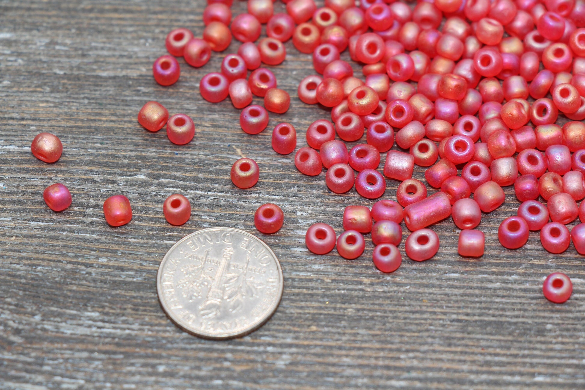Matte Iridescent Glass Seed Beads, 4mm 6/0 Glass Round Seed Beads, Matte Pink AB Seed Beads, Rocailles Beads, Beading Supplies #1179