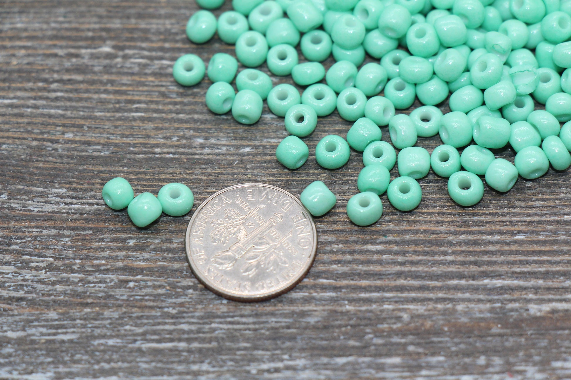 Glass Seed Beads, 4mm 6/0 Glass Round Seed Beads, Mint Green Opaque Seed Beads, Rocailles Beads, Beading Supplies #1548