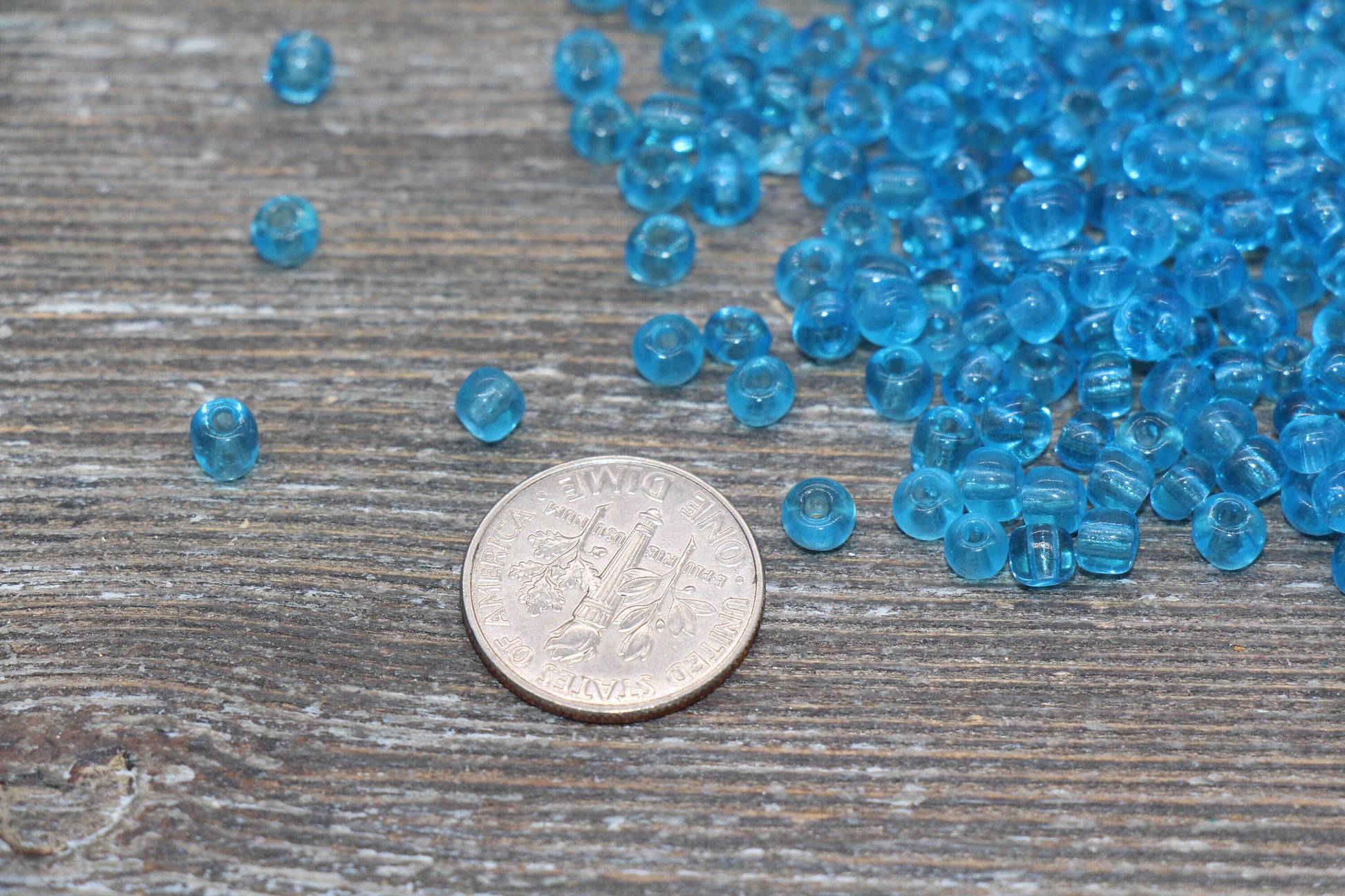 Transparent Glass Seed Beads, 4mm 6/0 Glass Round Seed Beads, Blue Trans Seed Beads, Rocailles Beads, Beading Supplies #1434