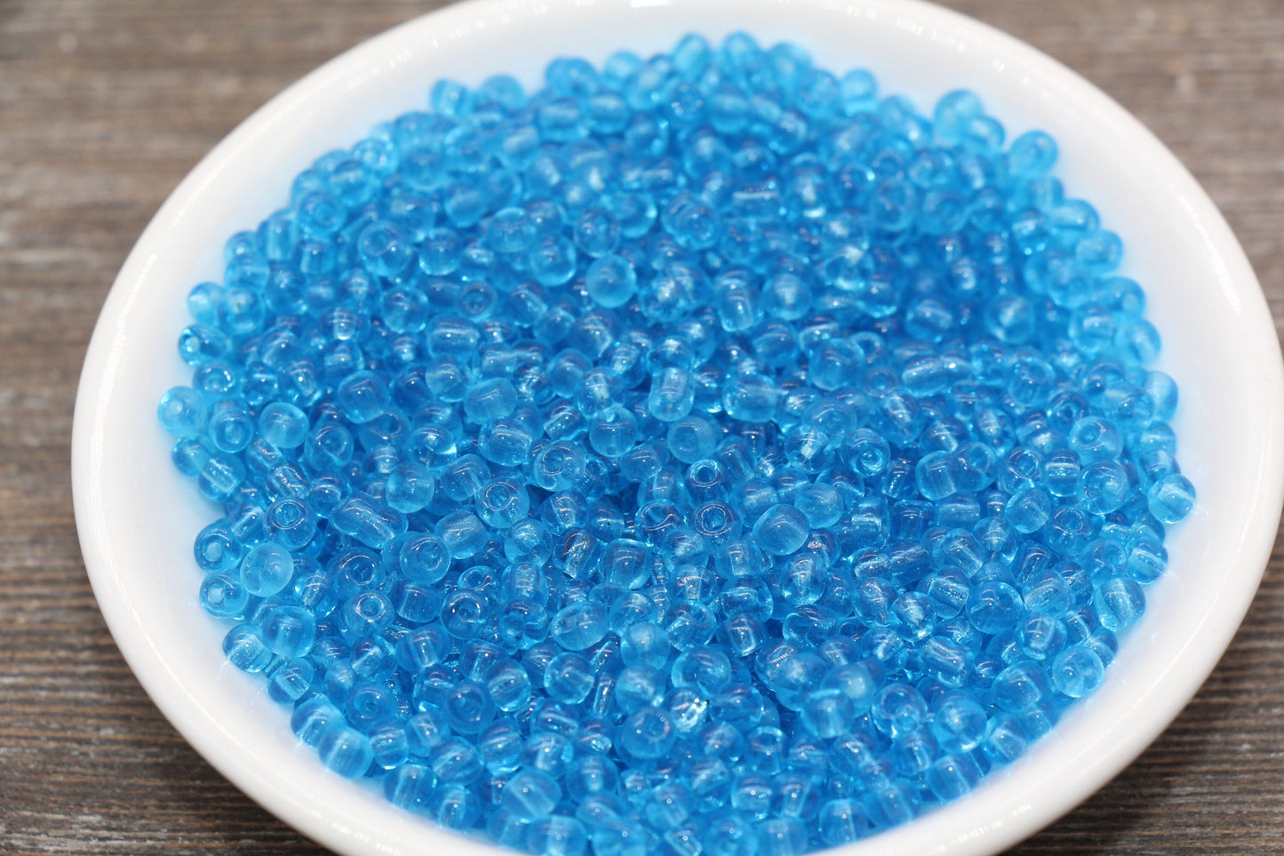 Transparent Glass Seed Beads, 4mm 6/0 Glass Round Seed Beads, Blue Trans Seed Beads, Rocailles Beads, Beading Supplies #1434