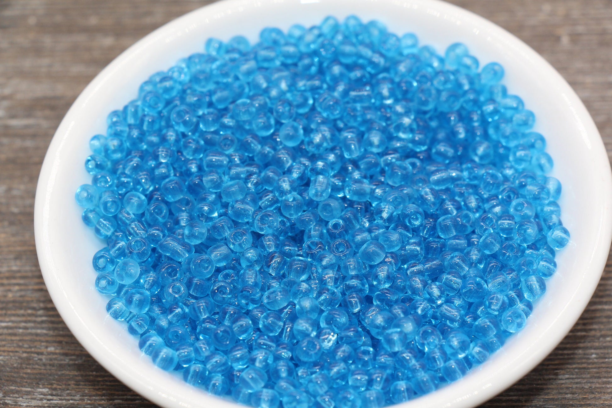 Transparent Glass Seed Beads, 4mm 6/0 Glass Round Seed Beads, Blue Trans Seed Beads, Rocailles Beads, Beading Supplies #1434