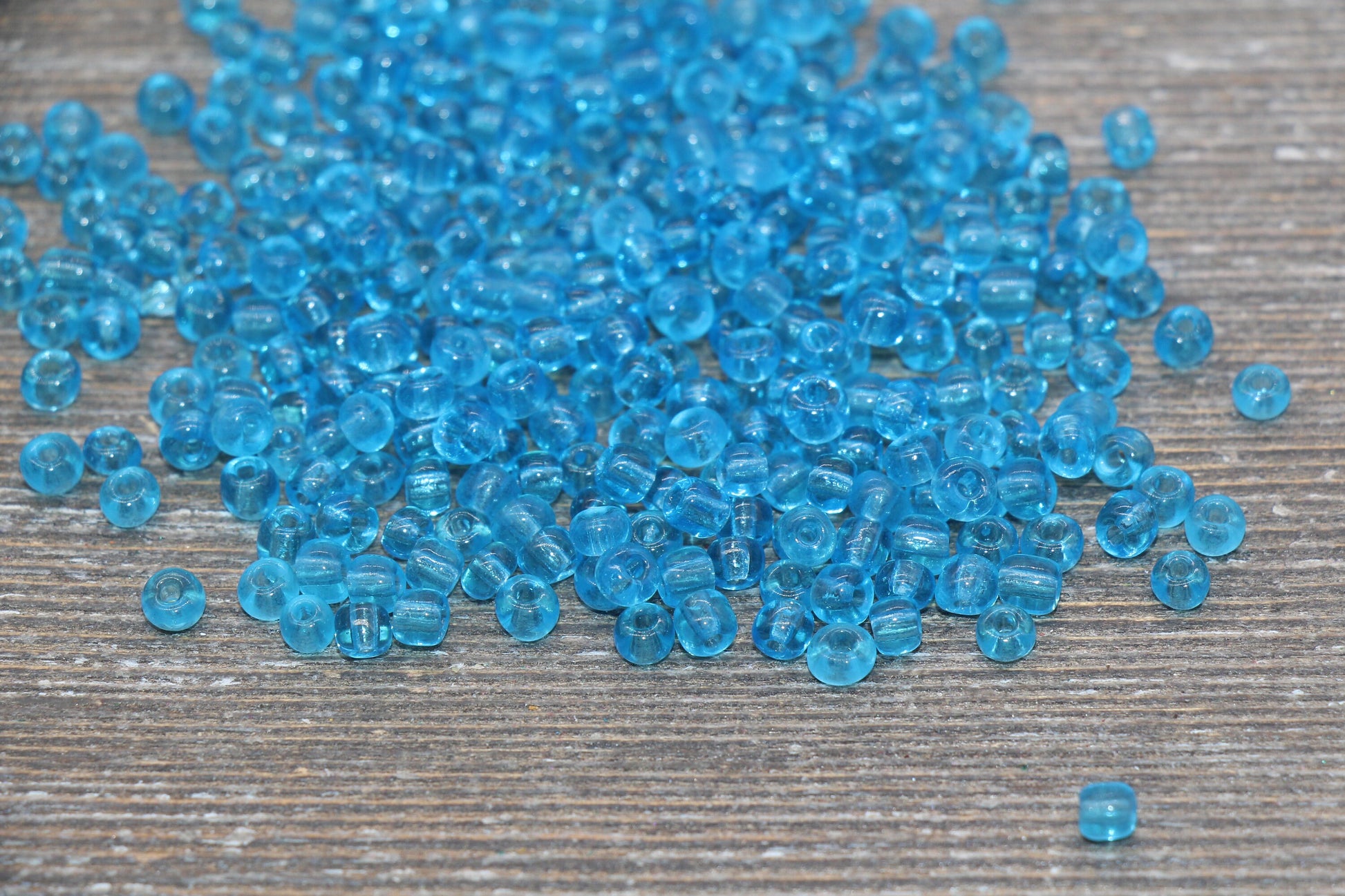 Transparent Glass Seed Beads, 4mm 6/0 Glass Round Seed Beads, Blue Trans Seed Beads, Rocailles Beads, Beading Supplies #1434