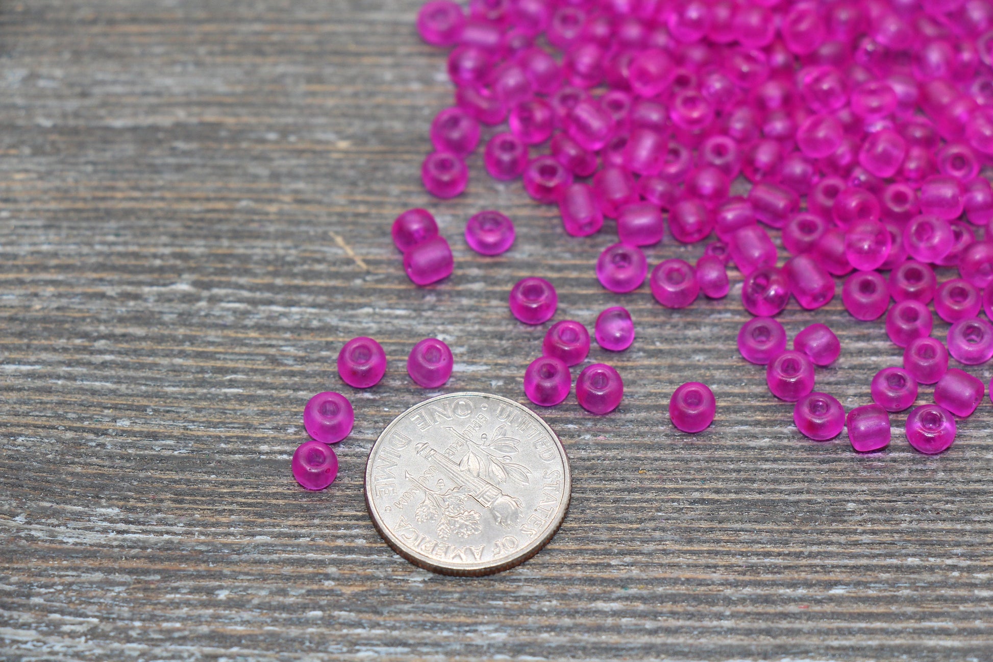Matte Glass Seed Beads, 4mm 6/0 Glass Round Seed Beads, Matte Pink Trans Seed Beads, Rocailles Beads, Beading Supplies #1293