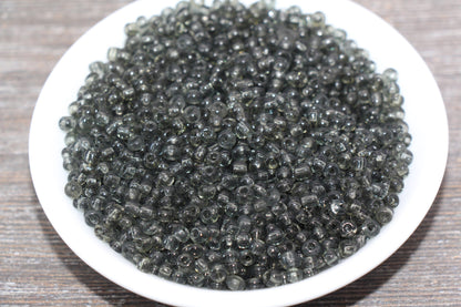 Transparent Glass Seed Beads, 4mm 6/0 Glass Round Seed Beads, Gray Trans Seed Beads, Rocailles Beads, Beading Supplies #1291