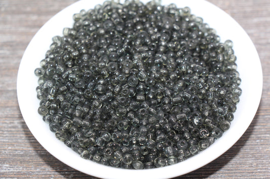 Transparent Glass Seed Beads, 4mm 6/0 Glass Round Seed Beads, Gray Trans Seed Beads, Rocailles Beads, Beading Supplies #1291