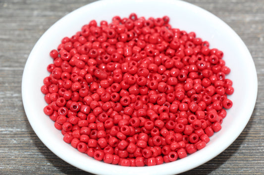Glass Seed Beads, 4mm 6/0 Glass Round Seed Beads, Garnet Red Opaque Seed Beads, Rocailles Beads, Beading Supplies #1284