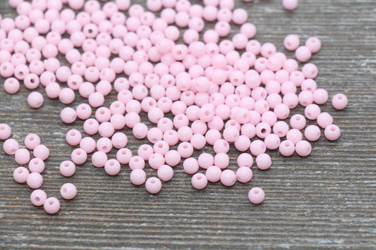 4mm Pink Round Beads, Acrylic Gumball Beads, Pink Round Spacer Beads, Bubblegum Beads, Plastic Round Smooth Bead #238