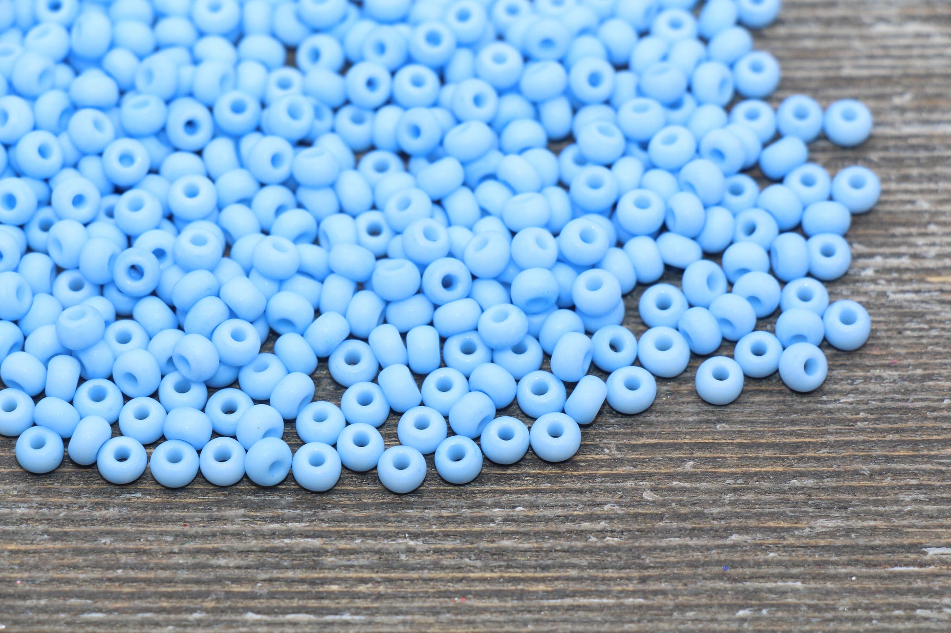 Matte Glass Seed Beads, 4mm 6/0 Glass Round Seed Beads, Pastel Blue Seed Beads, Frosted Blue Rocailles Beads, Beading Supplies #2062