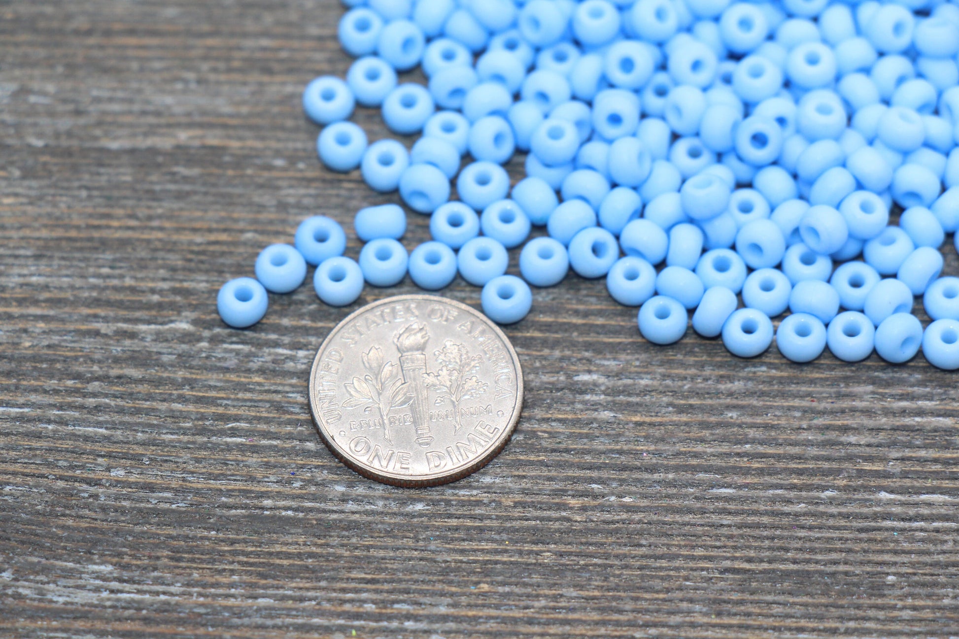 Matte Glass Seed Beads, 4mm 6/0 Glass Round Seed Beads, Pastel Blue Seed Beads, Frosted Blue Rocailles Beads, Beading Supplies #2062