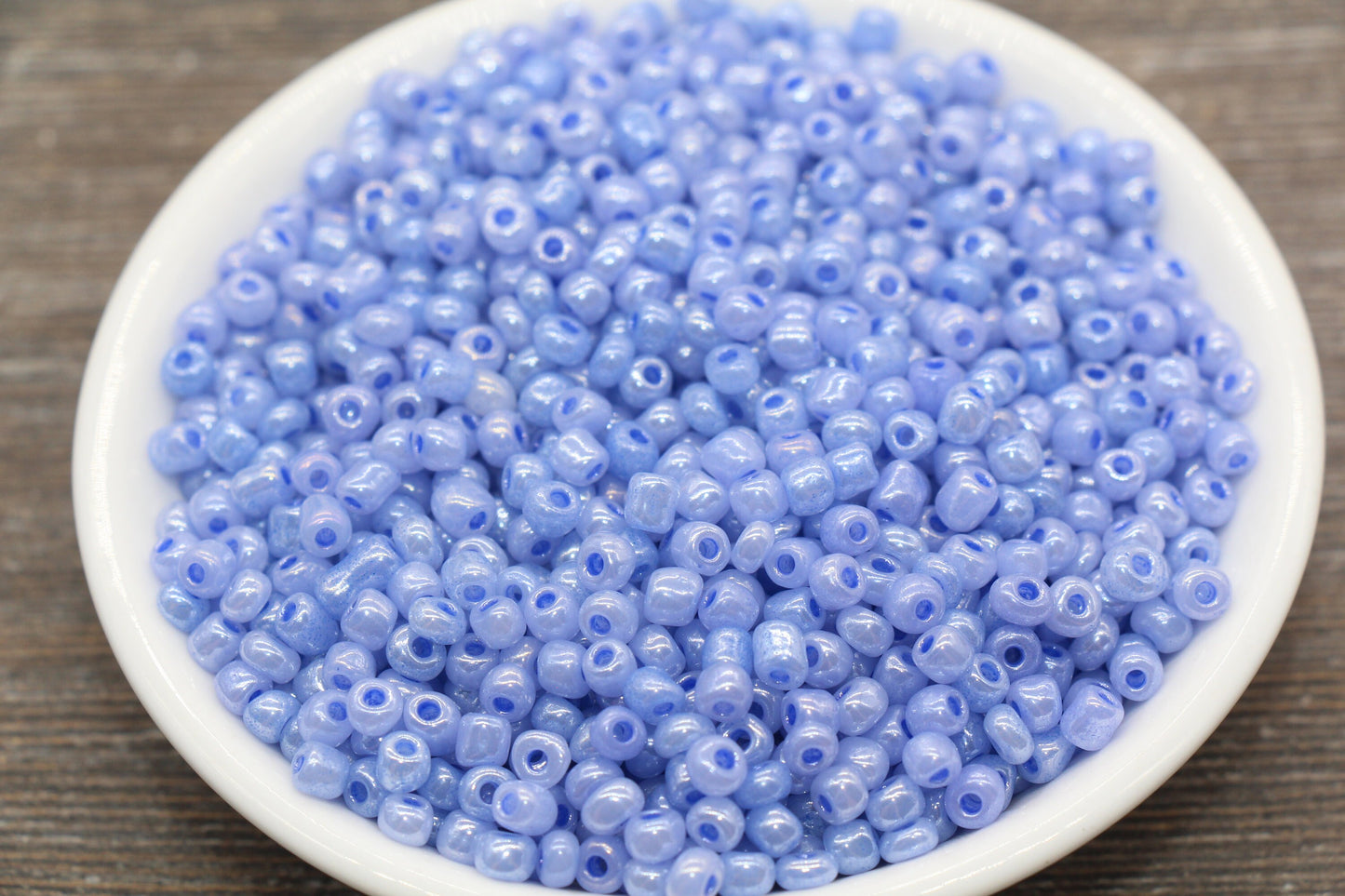 Creamy Glass Seed Beads, 4mm 6/0 Glass Round Seed Beads, Creamy Dusk Blue Seed Beads, Glossy Rocailles Beads, Beading Supplies #2068