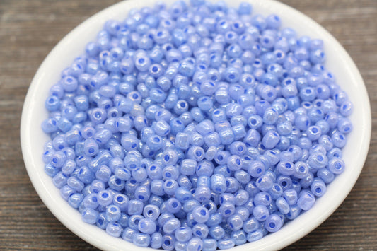 Creamy Glass Seed Beads, 4mm 6/0 Glass Round Seed Beads, Creamy Dusk Blue Seed Beads, Glossy Rocailles Beads, Beading Supplies #2068