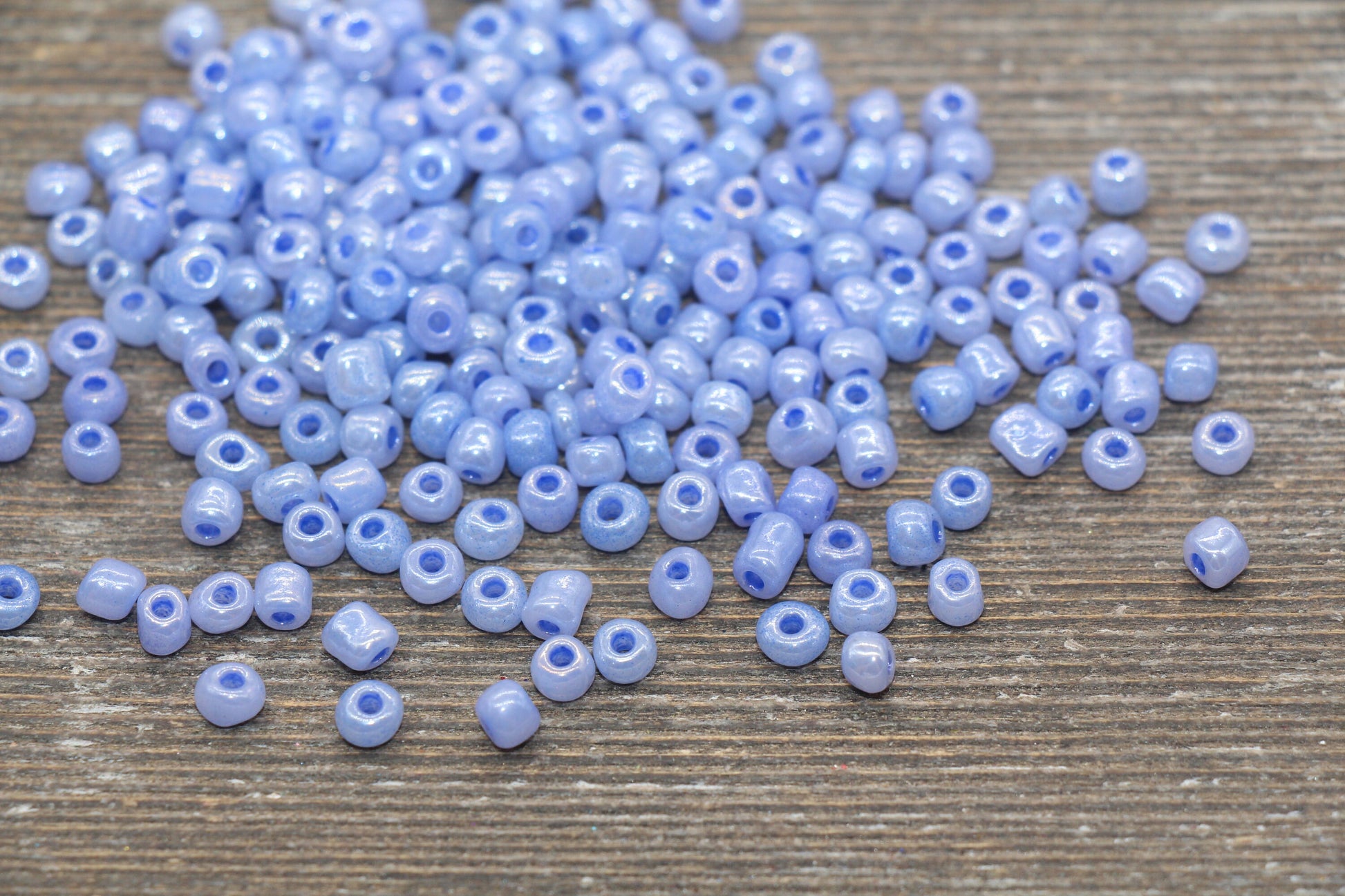 Creamy Glass Seed Beads, 4mm 6/0 Glass Round Seed Beads, Creamy Dusk Blue Seed Beads, Glossy Rocailles Beads, Beading Supplies #2068