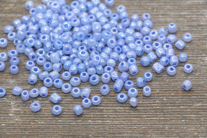 Creamy Glass Seed Beads, 4mm 6/0 Glass Round Seed Beads, Creamy Dusk Blue Seed Beads, Glossy Rocailles Beads, Beading Supplies #2068