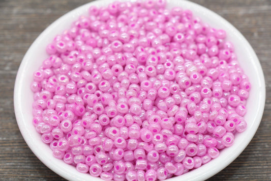 Creamy Glass Seed Beads, 4mm 6/0 Glass Round Seed Beads, Creamy Pink Seed Beads, Glossy Rocailles Beads, Beading Supplies #2072