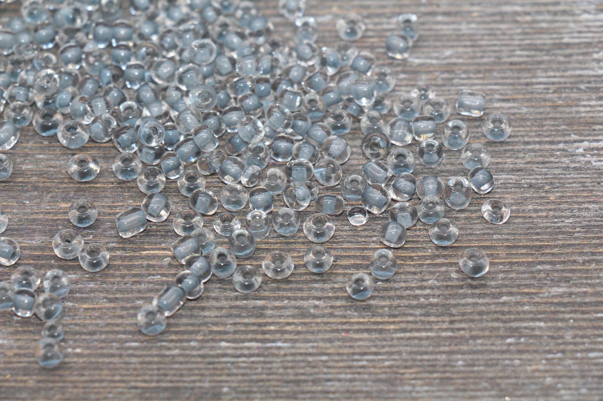 Transparent Glass Beads with Gray Lined, 4mm 6/0 Glass Round Beads, Gray Lined Seed Beads, Rocailles Beads, Beading Supplies #2085