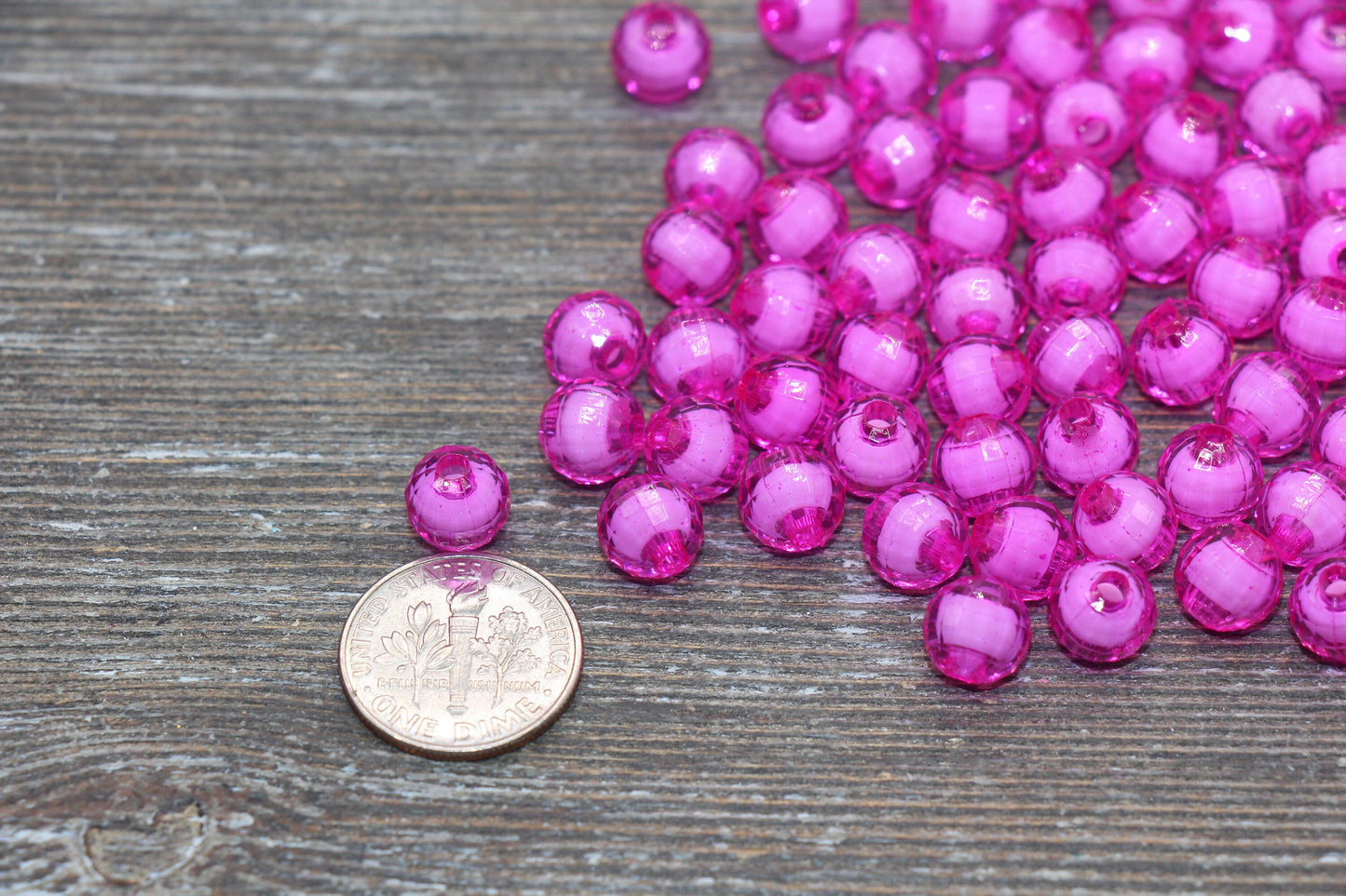 8mm Pink Faceted Beads, Round Faceted Acrylic Loose Beads, Bubblegum Beads, Chunky Beads, Bracelet Gumball Beads #2001