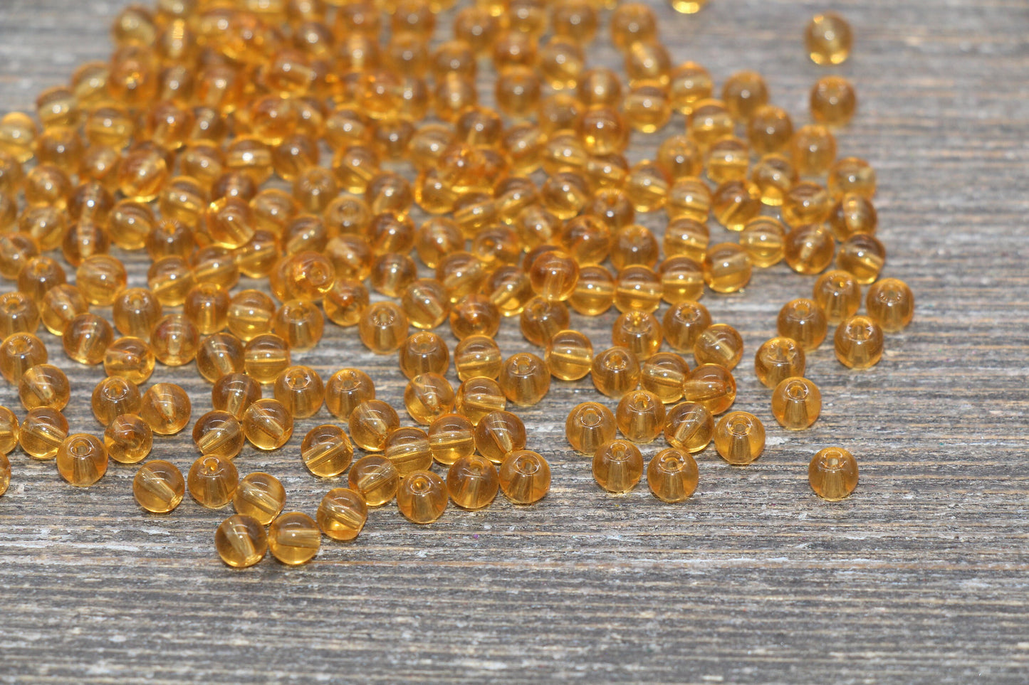 Round Transparent Glass Beads, 4mm Glass Round Seed Beads, Dark Orange Trans Seed Beads, Beading Supplies #2143