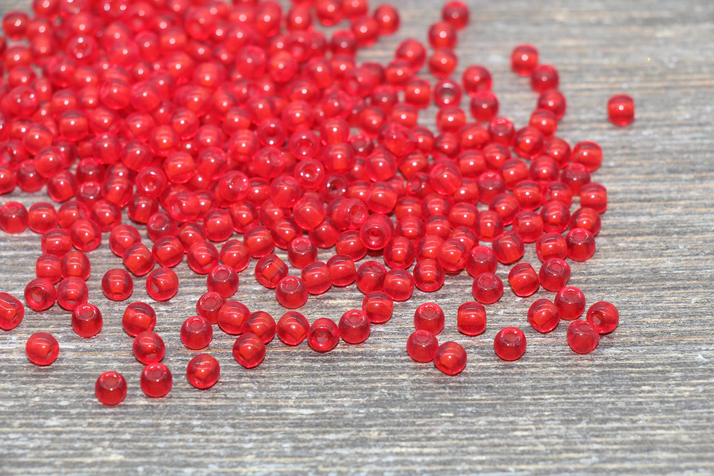 Round Transparent Glass Beads, 4mm Glass Round Seed Beads, Red Trans Seed Beads, Beading Supplies #2144