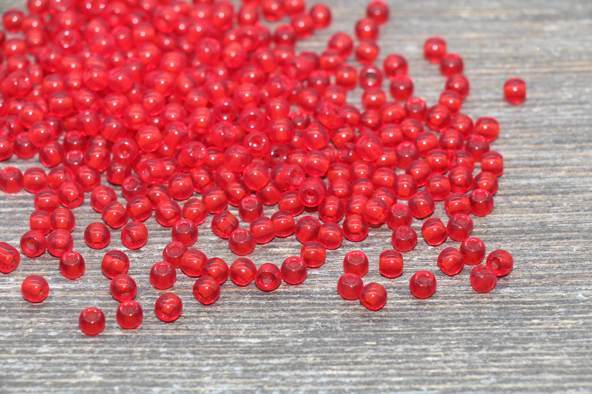 Round Transparent Glass Beads, 4mm Glass Round Seed Beads, Red Trans Seed Beads, Beading Supplies #2144