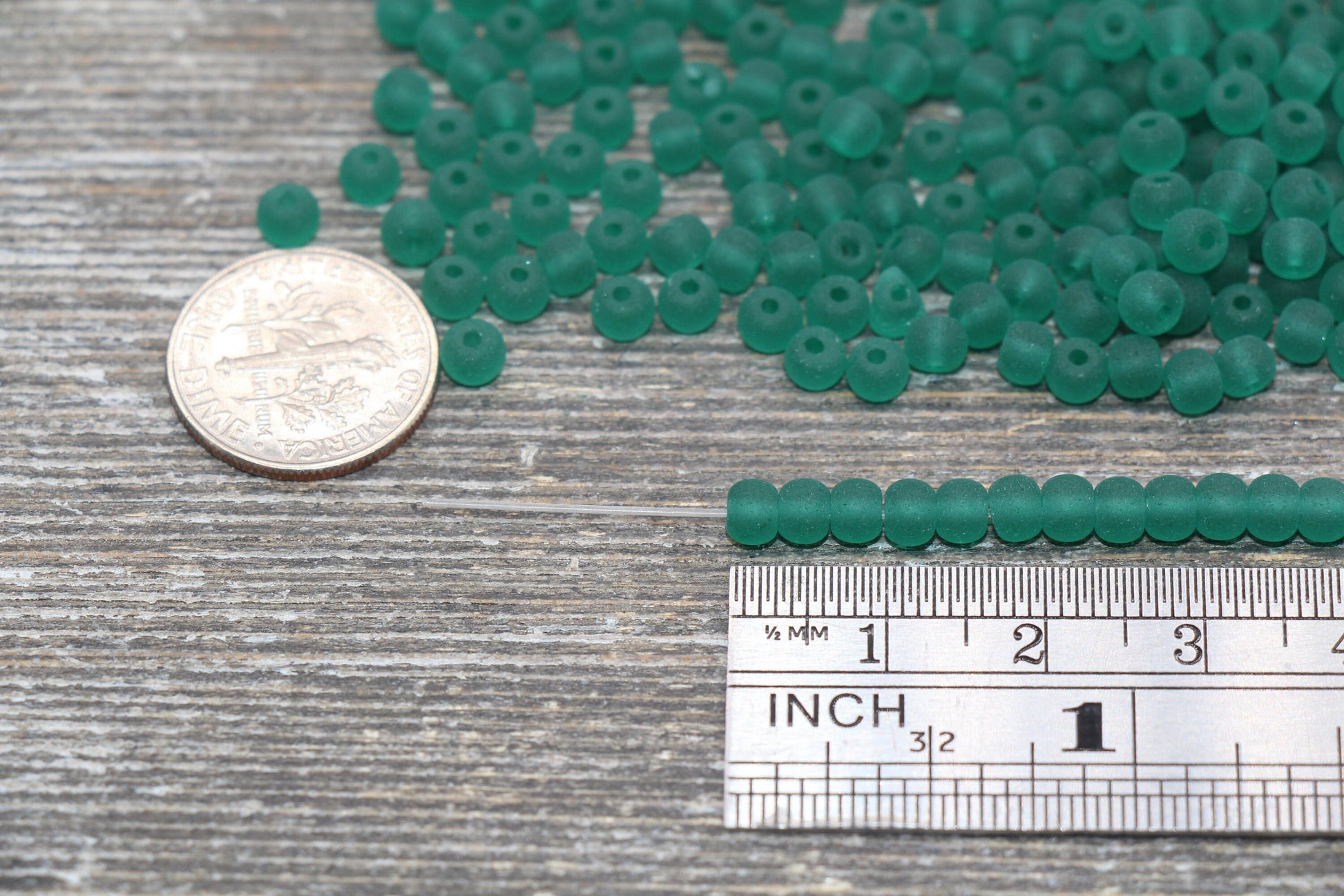 Round Matte Transparent Glass Beads, 4mm Glass Round Seed Beads, Frosted Green Trans Seed Beads, Beading Supplies #2155