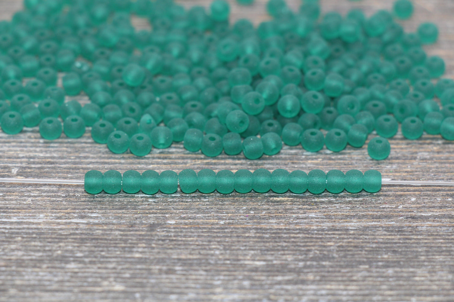 Round Matte Transparent Glass Beads, 4mm Glass Round Seed Beads, Frosted Green Trans Seed Beads, Beading Supplies #2155