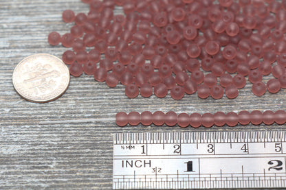 Round Matte Transparent Glass Beads, 4mm Glass Round Seed Beads, Frosted Trans Seed Beads, Beading Supplies #2156