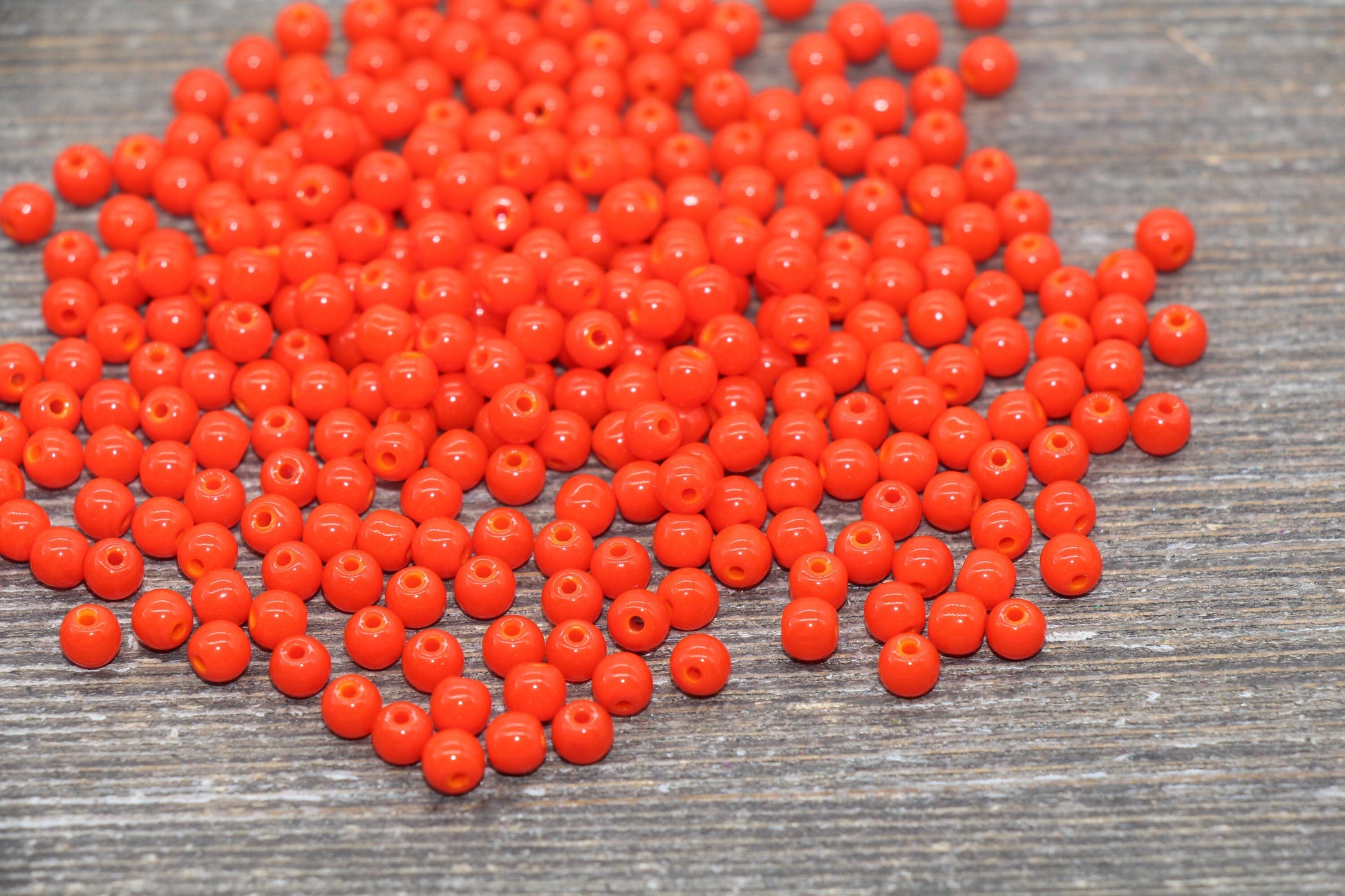 Round Orange Glass Beads, 4mm Glass Round Seed Beads, Opaque Orange Seed Beads, Beading Supplies #2165
