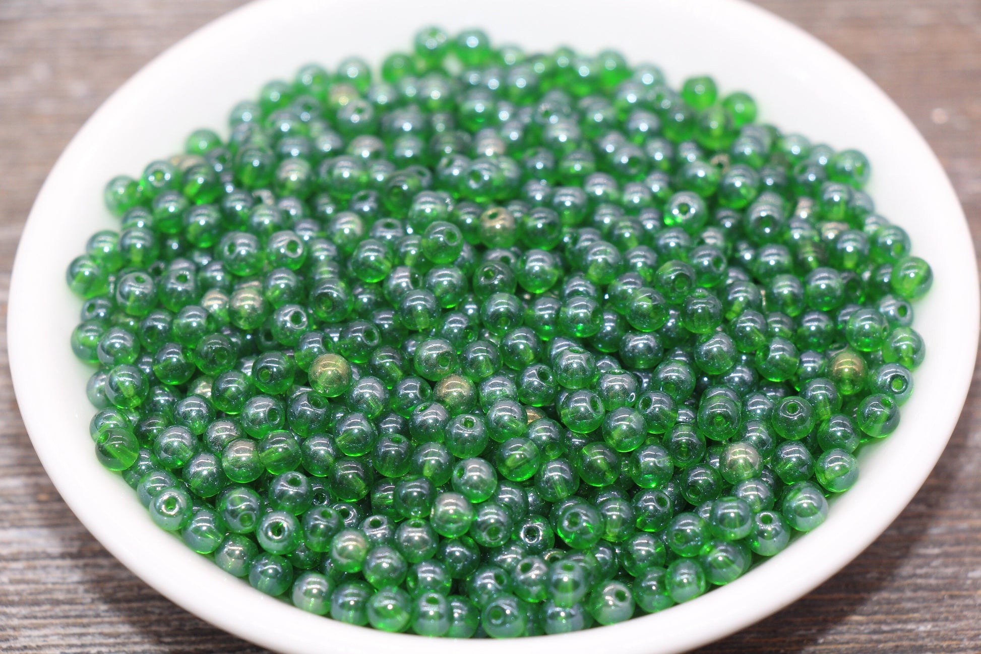 Round Transparent Green Glass Beads, 4mm Glass Round Seed Beads, Glossy Green Seed Beads, Beading Supplies #2170