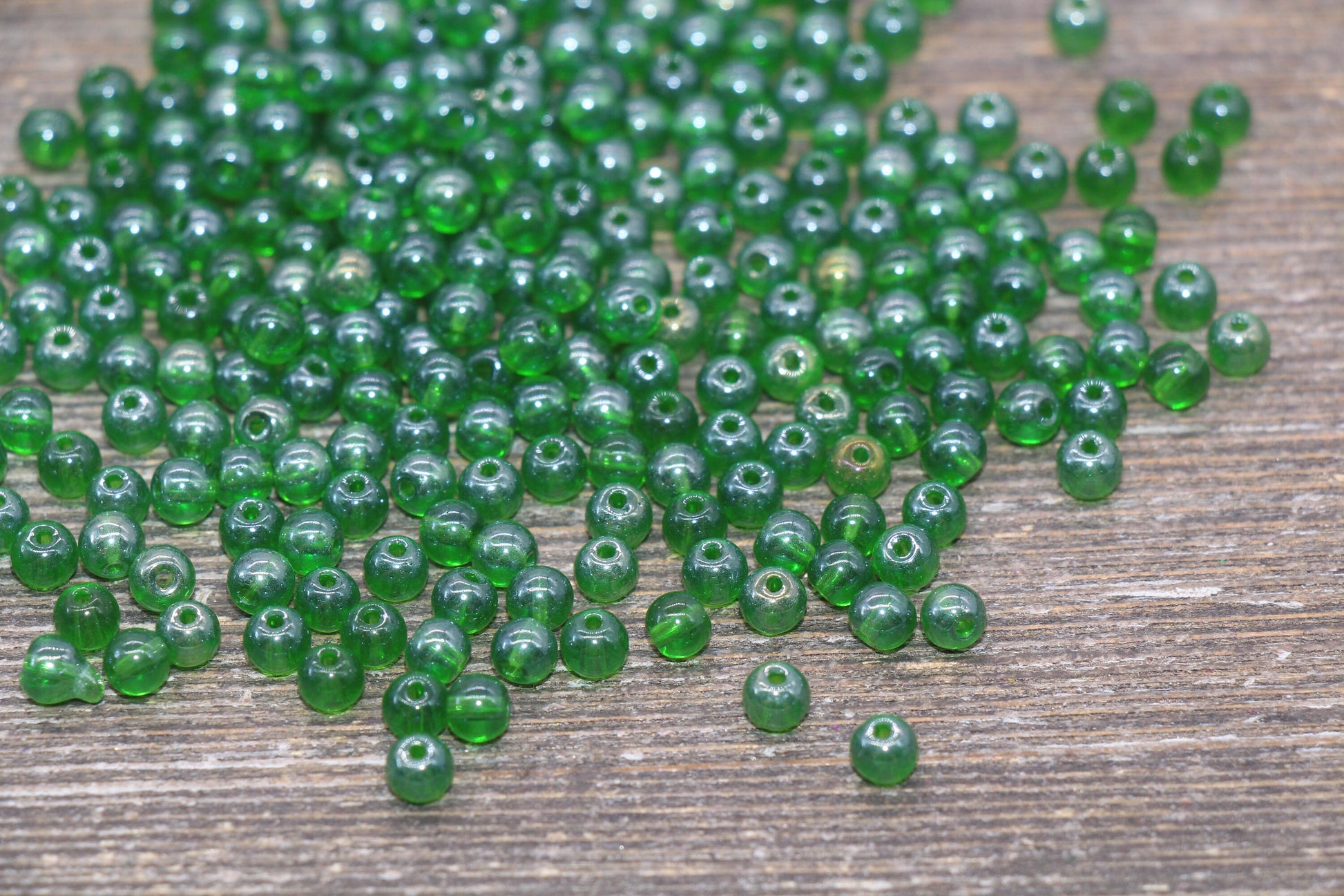 Round Transparent Green Glass Beads, 4mm Glass Round Seed Beads, Glossy Green Seed Beads, Beading Supplies #2170
